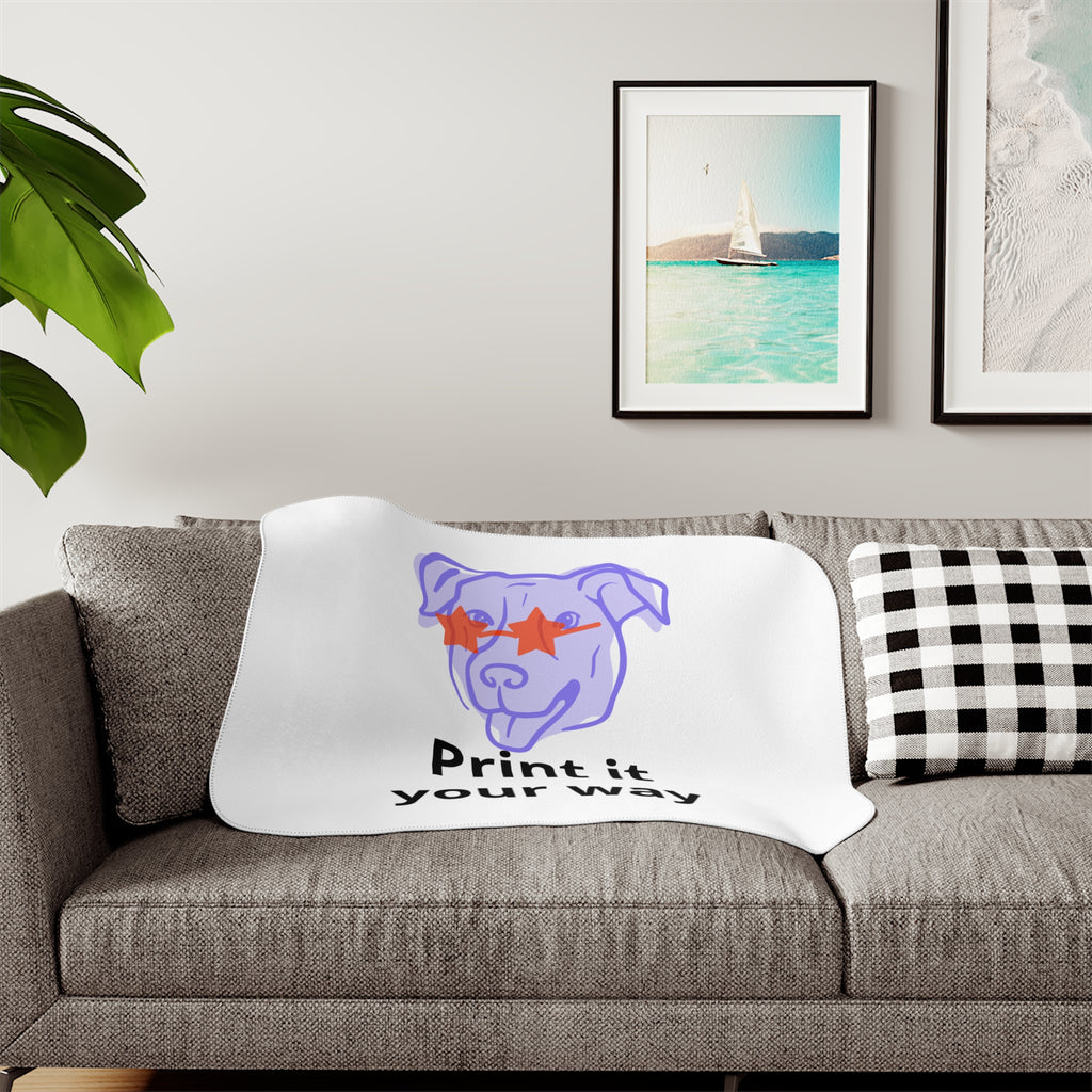 Custom Pet Portrait Sherpa Blanket, Personalized Dog Photo Blanket, Made From Your Photo