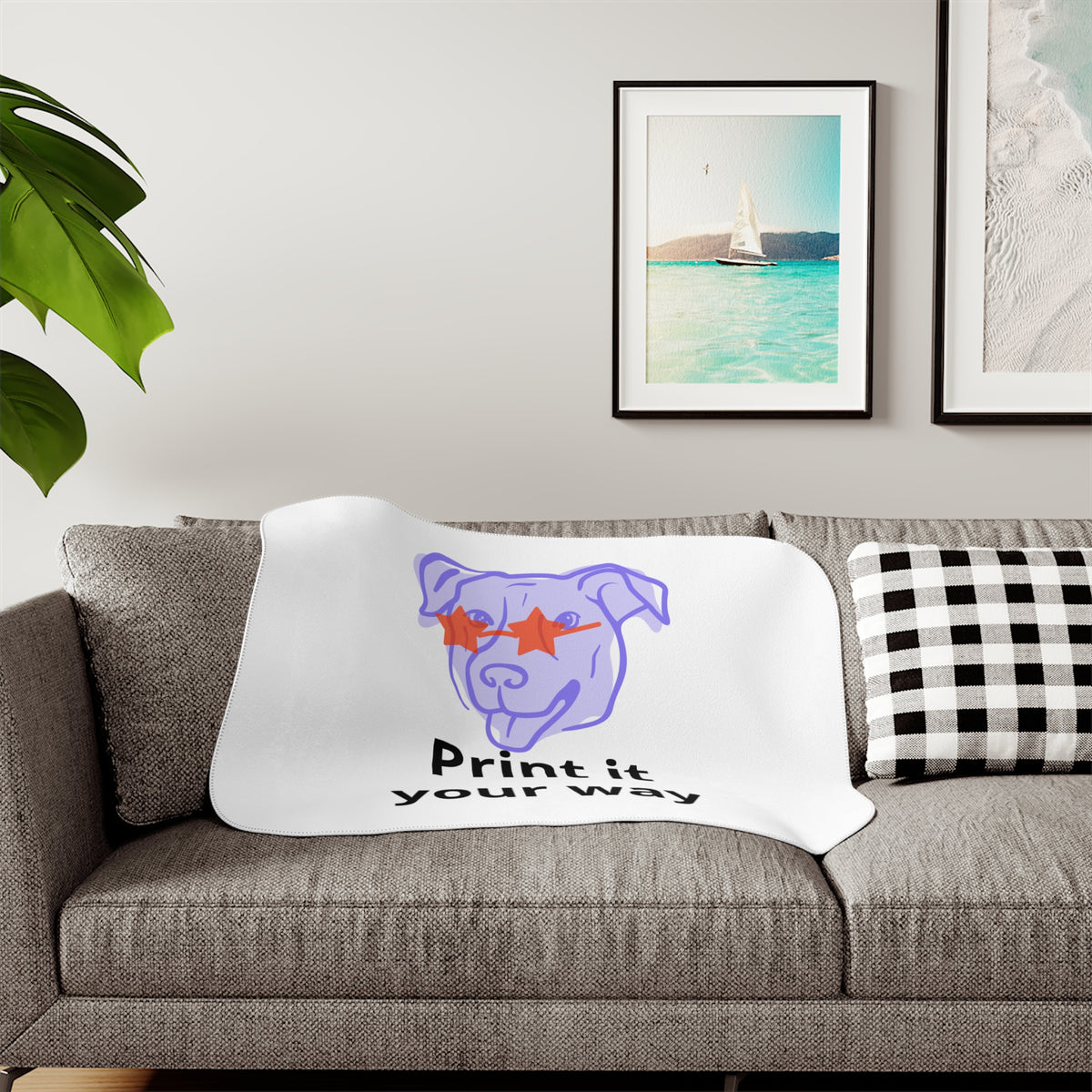 Custom Pet Portrait Sherpa Blanket, Personalized Dog Photo Blanket, Made From Your Photo