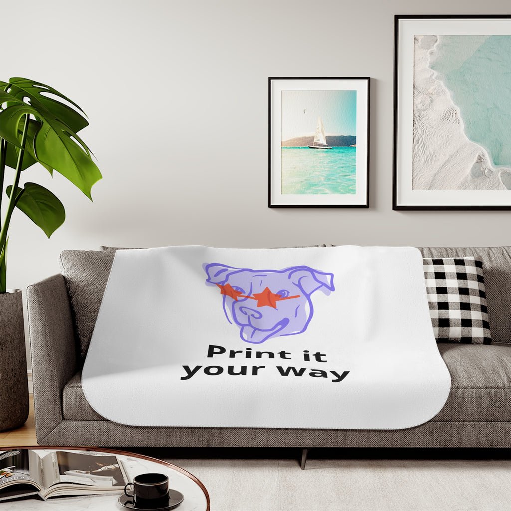 Custom Pet Portrait Sherpa Blanket, Personalized Dog Photo Blanket, Made From Your Photo