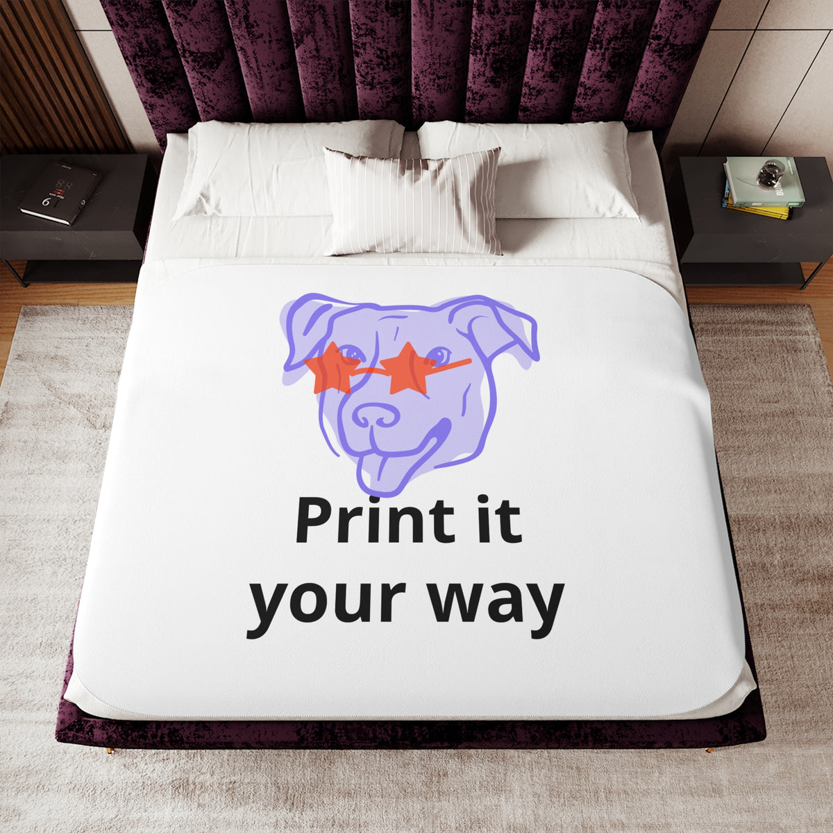 Custom Pet Portrait Sherpa Blanket, Personalized Dog Photo Blanket, Made From Your Photo